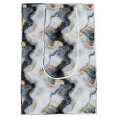 Zwart, Goud & Wit Marmer Print Ontwerper Cadeautas (Achterkant)