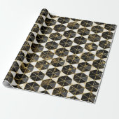 Zwart, goud & wit marmer textuur geometrisch cadeaupapier (Uitgerold)
