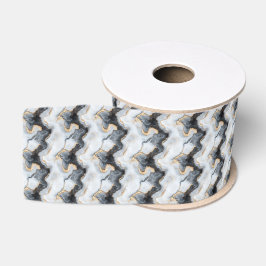 Zwart, goud & wit marmerprint grosgrain lint
