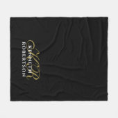Zwart Goud Wit Minimalistisch Elegant Heren Monogr Fleece Deken (Voorkant (Horizontaal))