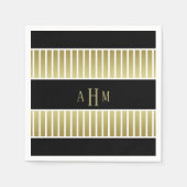 Zwart Goud Wit Monogram Streep Servet (Voorkant)