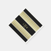 Zwart Goud Wit Monogram Streep Servet (Hoek)