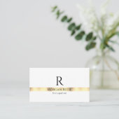 Zwart Goud Wit Ontwerp, QR Code, Naam & Monogram Visitekaartje (Staand voorkant)