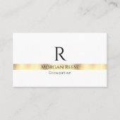 Zwart Goud Wit Ontwerp, QR Code, Naam & Monogram Visitekaartje (Voorkant)