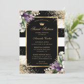 Zwart Goud Wit Paarse Orchidee Sweet 16 Birthday Kaart (Staand voorkant)