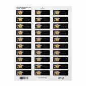 Zwart Goud & Wit Polka Dot Afstudeerder Pet Afstud Etiket (Full Sheet)