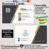 Zwart Goud & Wit QR Code Visitekaartjes 33 Pack