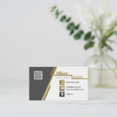 Zwart Goud & Wit QR Code Visitekaartjes 34 Pack (Staand voorkant)