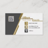 Zwart Goud & Wit QR Code Visitekaartjes 34 Pack (Voorkant)