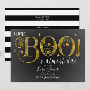 Zwart Goud Witte BOO Elegante Baby Shower Kaart