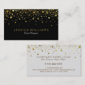 Zwart, Goud & Witte Cirkels Popcorn Omkeerbaar Visitekaartje (Voorkant / Achterkant)