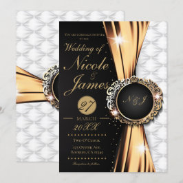 Zwart Goud & Witte Elegante Luxe Trouw of Evenemen Kaart