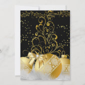 Zwart Goud Witte Kerstbal Kerstfeest Kaart (Achterkant)