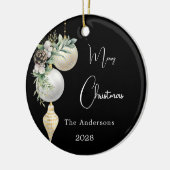 Zwart goud witte kerstballen keramisch ornament (Links)