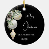 Zwart goud witte kerstballen keramisch ornament (Achterkant)