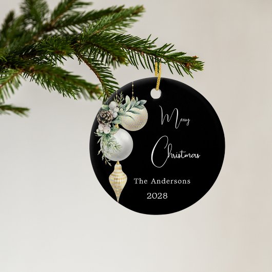 Zwart goud witte kerstballen keramisch ornament