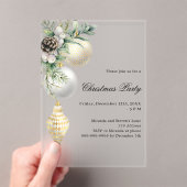 Zwart goud witte kerstballen Kerstfeest bevroren Acryl Uitnodigingen (Insitu (Draagbaar))