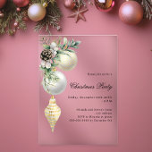 Zwart goud witte kerstballen Kerstfeest bevroren Acryl Uitnodigingen