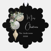 Zwart goud witte kerstballen ornament kaart (Achterkant)