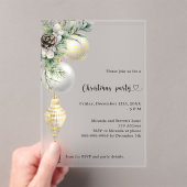 Zwart goud witte kerstballen QR code kerstfeest Acryl Uitnodigingen (Insitu (Draagbaar))