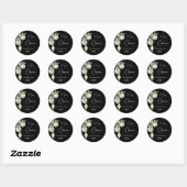 Zwart goud witte kerstballen ronde sticker (Vel)