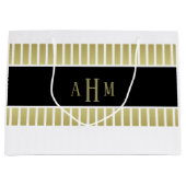 Zwart Goud Witte Monogram Streep Groot Cadeauzakje (Voorkant)