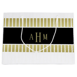 Zwart Goud Witte Monogram Streep Groot Cadeauzakje