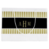 Zwart Goud Witte Monogram Streep Groot Cadeauzakje (Achterkant)