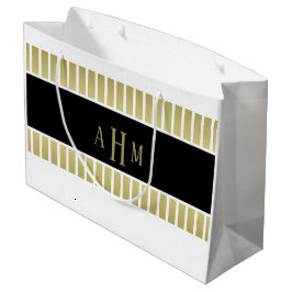 Zwart Goud Witte Monogram Streep Groot Cadeauzakje