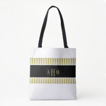 Zwart Goud Witte Monogram Streep