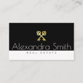 zwart goud witte retro - sleutels onroerend goed visitekaartje (Voorkant)