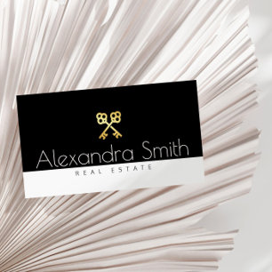 zwart goud witte retro - sleutels onroerend goed visitekaartje