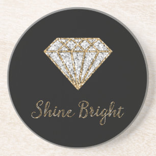 Zwart Goud Witte Schittering Diamant Zandsteen Onderzetter