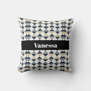 Zwart Goud Witte Strepen en Diamanten Kussen