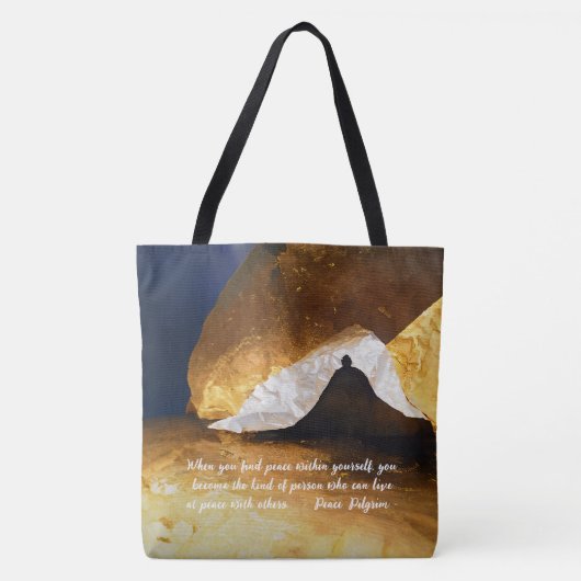 Zwart Goud Yoga Meditatie Instructeur Reiki Master Tote Bag (Voorkant)