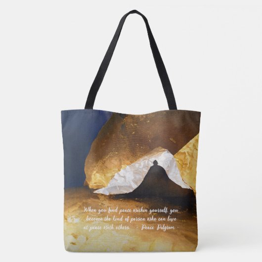 Zwart Goud Yoga Meditatie Instructeur Reiki Master Tote Bag (Achterkant)