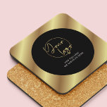 Zwart & Goud Zakelijk Logo Corporate Gift Branded Bier Onderzetter<br><div class="desc">Creëer custom branded borrelonderzetters met deze zakelijke Black & Gold Business Logo Onderzetters. Met modern zwart en faux gold design met uw logo in het midden en aangepaste tekst. Perfect om uw bedrijf te promoten en te gebruiken als een bedrijfscadeau aan klanten,  voor evenementen of in uw kantoor.</div>