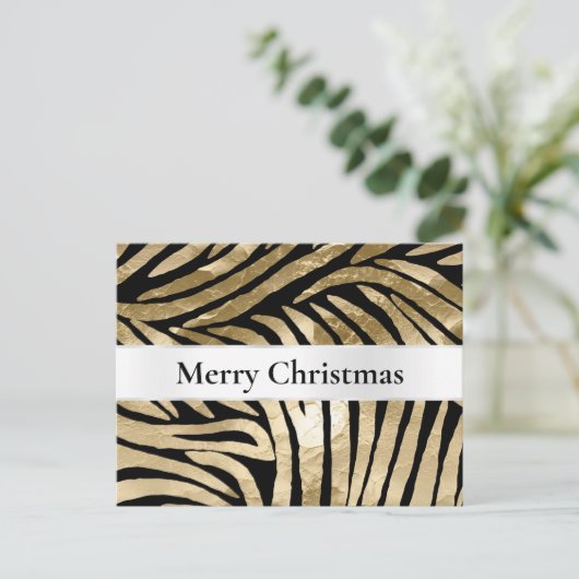 Zwart Goud Zebra Kerstmis Briefkaart (Staand voorkant)