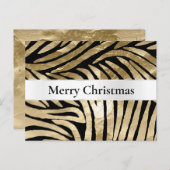 Zwart Goud Zebra Kerstmis Briefkaart (Voorkant / Achterkant)