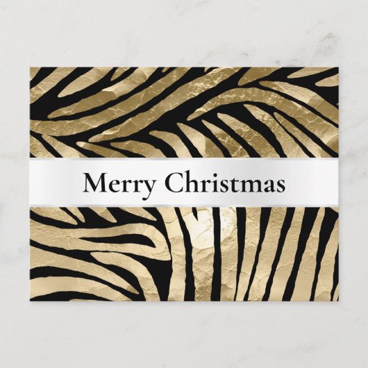 Zwart Goud Zebra Kerstmis Briefkaart (Voorkant)