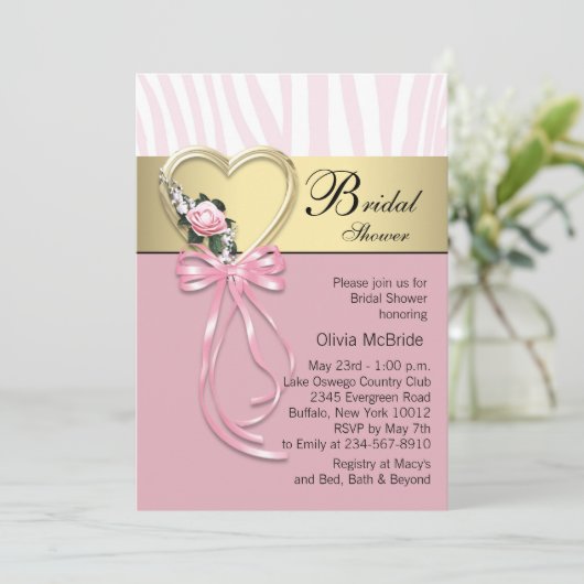 Zwart Goud Zebra Roze Zebra Vrijgezellenfeest Kaart (Staand voorkant)