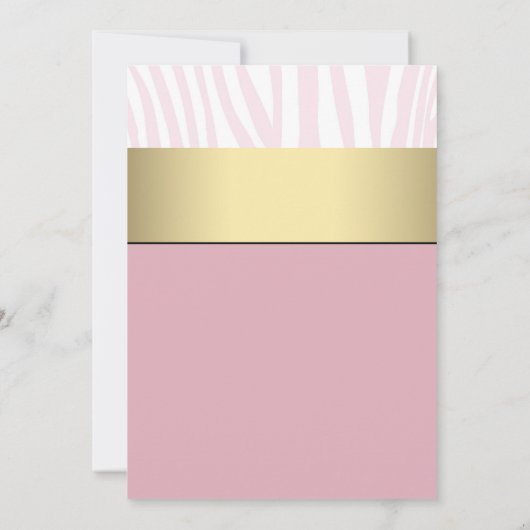 Zwart Goud Zebra Roze Zebra Vrijgezellenfeest Kaart (Achterkant)