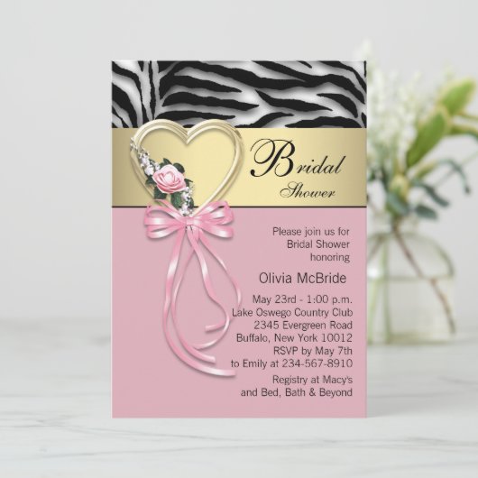 Zwart Goud Zebra Roze Zebra Vrijgezellenfeest Kaart (Staand voorkant)