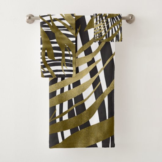 Zwart & Goud Zebraprint Safari Chic Glamour Bad Handdoek (Insitu)