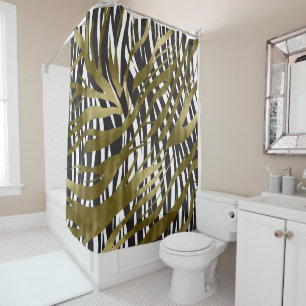 Zwart & Goud Zebraprint Safari Chic Glamour Douchegordijn