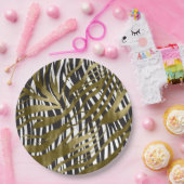 Zwart & Goud Zebraprint Safari Chic Glamour Papieren Bordje (Feest)