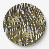 Zwart & Goud Zebraprint Safari Chic Glamour Papieren Bordje (Voorkant)