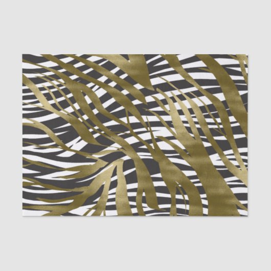 Zwart & Goud Zebraprint Safari Chic Glamour Tissuepapier (Voorkant)