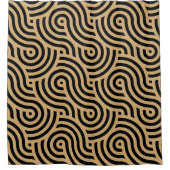 Zwart & Goud Zee Ocean Waves Patroon Douchegordijn (Voorkant)