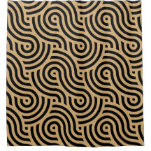 Zwart & Goud Zee Ocean Waves Patroon